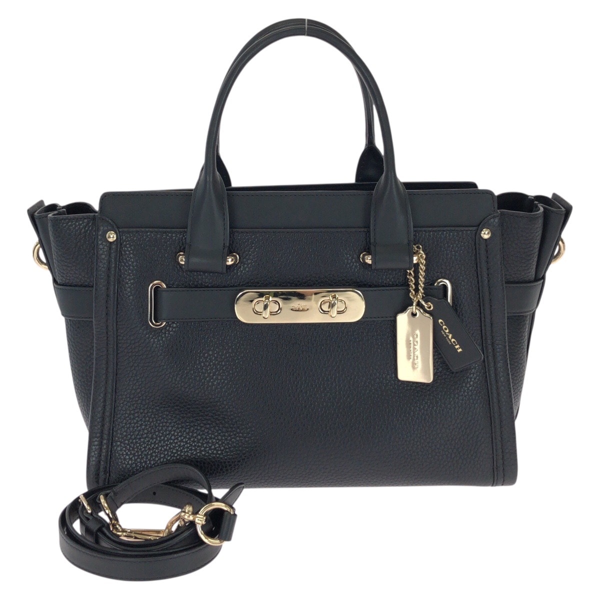 美品 COACH コーチ スワッガー 32 2way ブラック 黒 ゴールド金具 レザー ハンドバッグ ショルダーバッグ 603577 【中古】