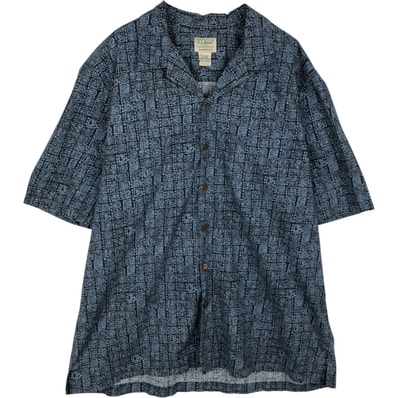 古着 90~00年代 エルエルビーン L.L.Bean TRADITIONAL FIT 総柄 半袖 オープンカラー コットンシャツ ボックスシャツ メンズXL相当 ヴィンテージ/eaa478043