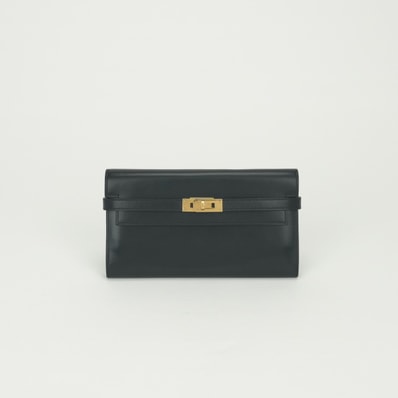 エルメス HERMES ケリーウォレット ケリー ウォレット 財布 長財布 ロングウォレット ボックスカーフ ノワール Noir ブラック Black 黒 ゴールド金具