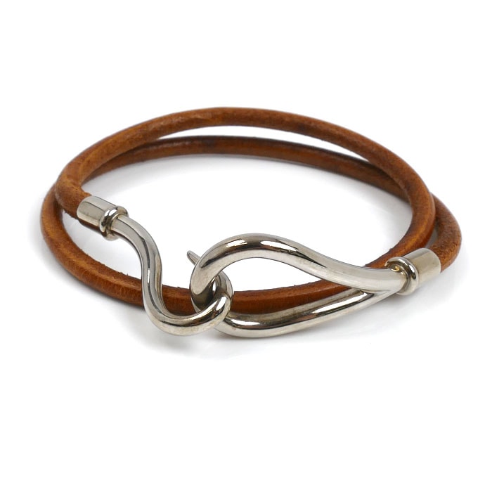 HERMES エルメス レザー 2連 ジャンボ ブレスレット 16.5cm レディース【中古】