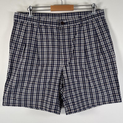 古着 90's/90年代 ノーティカ NAUTICA ショートパンツ ハーフパンツ チェックパンツ 大きいサイズ w38 ネイビー系 チェック メンズ