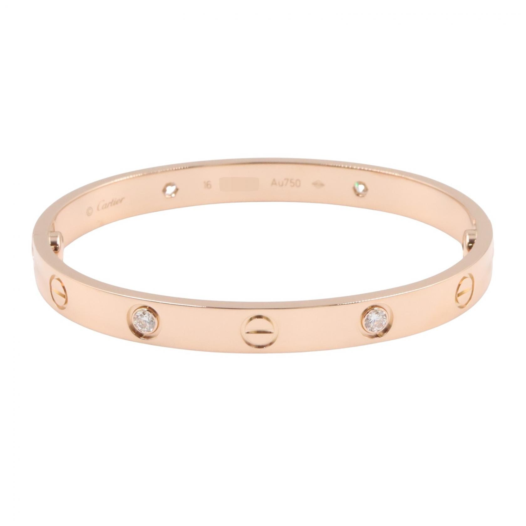 カルティエ CARTIER ラブブレス 4PD ブレスレット アクセサリー K18PG(ピンクゴールド) ダイヤモンド レディース ゴールド系 / クリア系 B6069917 【中古】