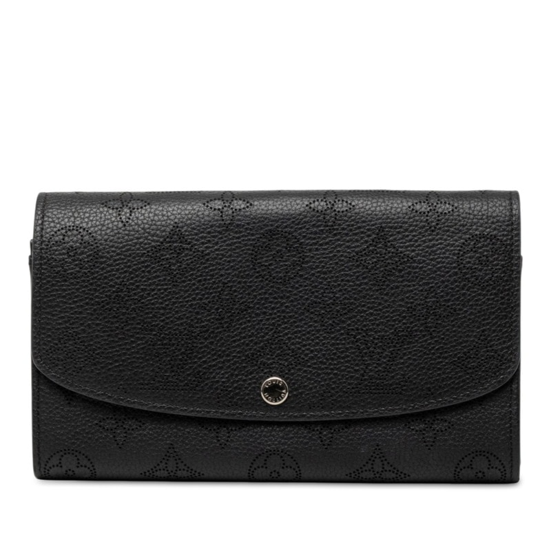 ルイ ヴィトン モノグラム マヒナ ポルトフォイユ イリス 長財布 M60143 ブラック レザー レディース LOUIS VUITTON 中古