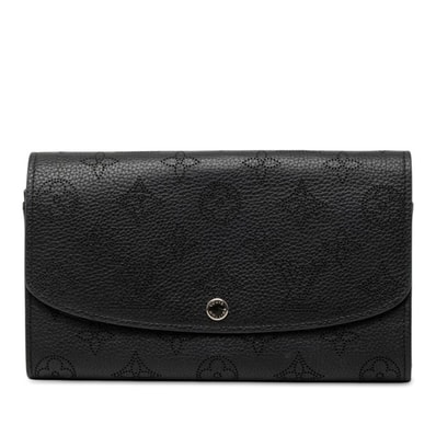 ルイ ヴィトン モノグラム マヒナ ポルトフォイユ イリス 長財布 M60143 ブラック レザー レディース LOUIS VUITTON 中古