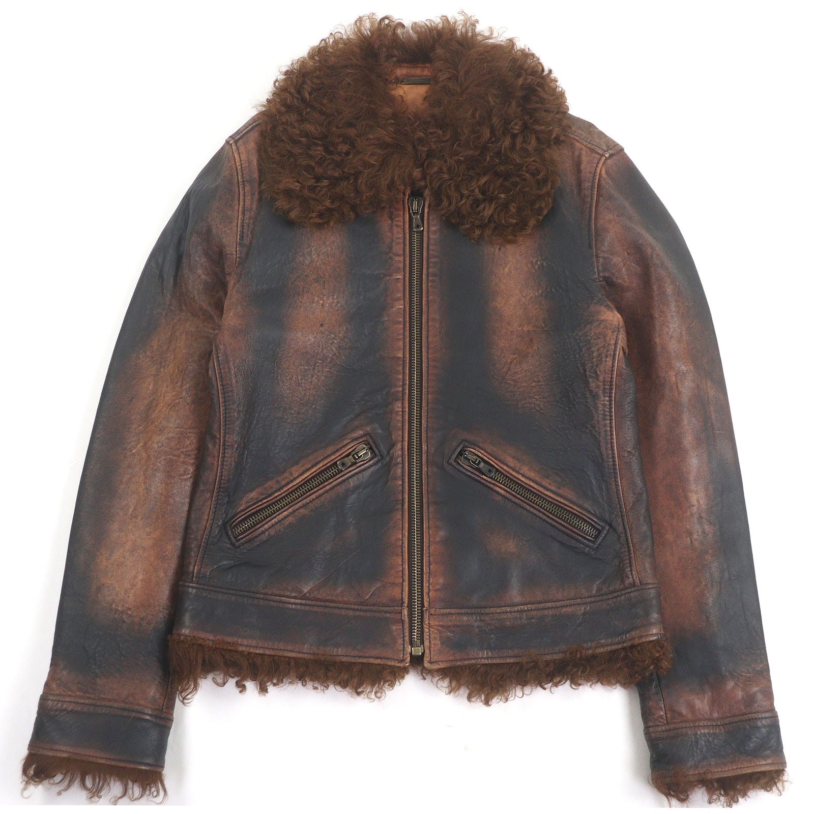 極美品 ドルチェ&ガッバーナ レザージャケット ブラウン メンズ 46