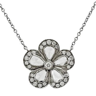 ティファニー ガーデンフラワー ネックレス Pt950プラチナ ダイヤモンド レディース TIFFANY&Co. 中古