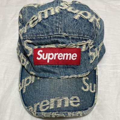 Supreme Frayed Logos Denim Camp Cap "Blue"