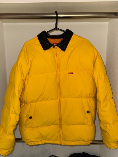Supreme Leather Collar Puffy Jacket "Yellow"