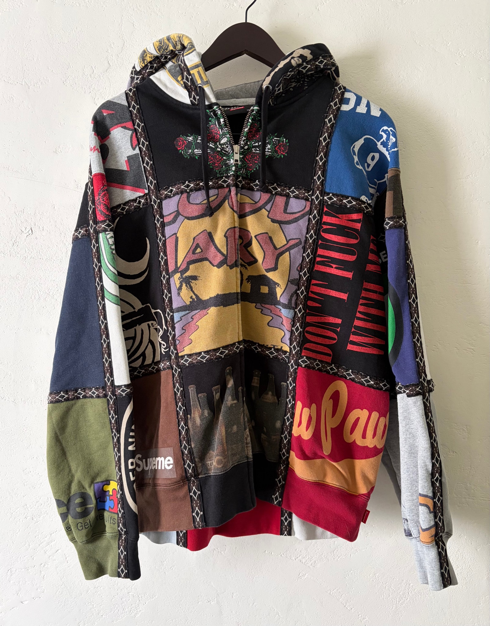Supreme x Number (N)ine Patchwork Zip Up Hooded Sweatshirt "Multi"