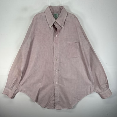 古着 70's/70年代 ヴィンテージ ブルックスブラザーズ Brooks Brothers 長袖シャツ ボタンダウン 6ボタン L レッド系 チェック メンズ