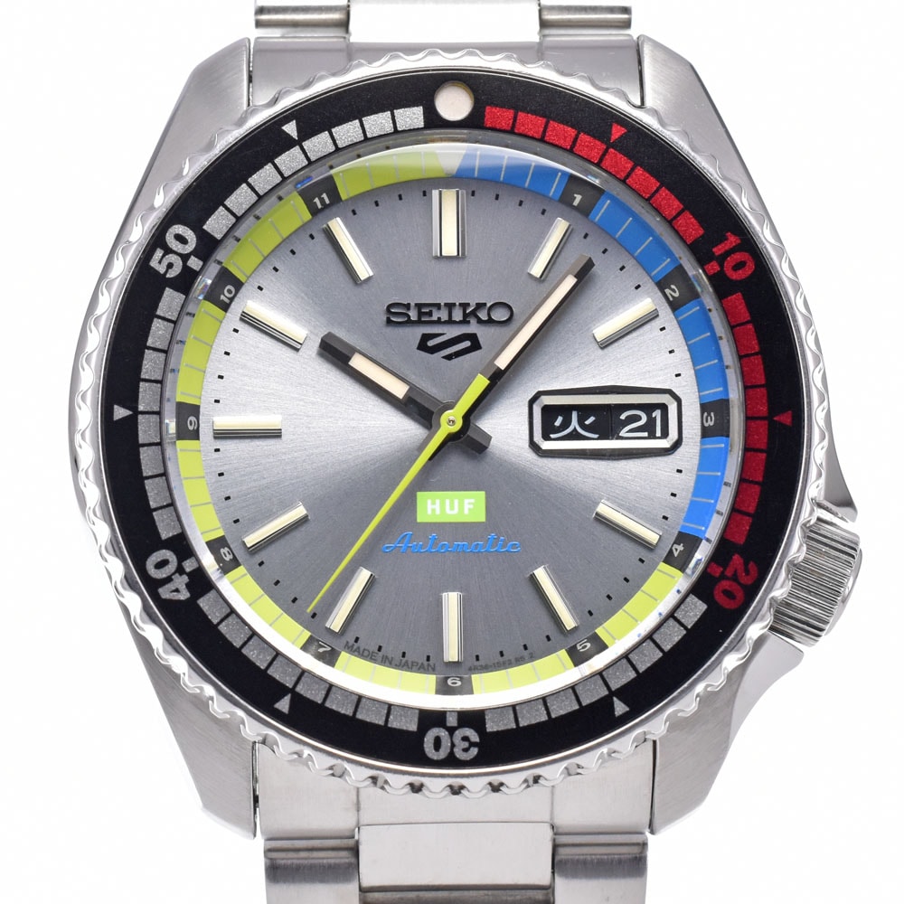 セイコー SEIKO SBSA279/4R36-16J0 5 スポーツ HUF コラボ限定モデル グレー 自動巻き メンズ 箱・保証書付き 腕時計 O#148863