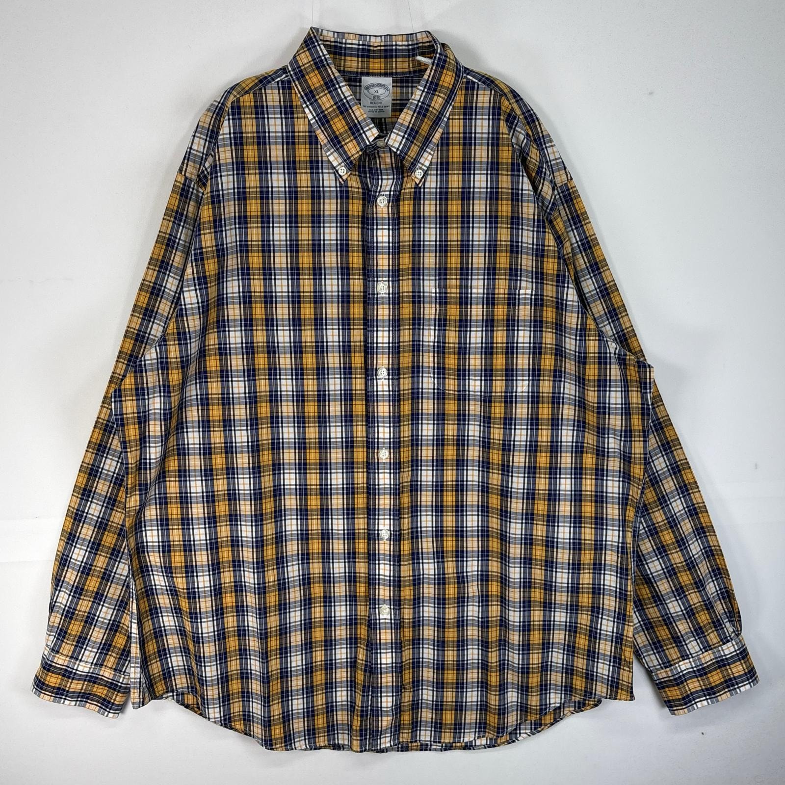 古着 ブルックスブラザーズ Brooks Brothers 長袖シャツ チェック REGENT 胸ポケ XL  イエロー系 マルチカラー メンズ