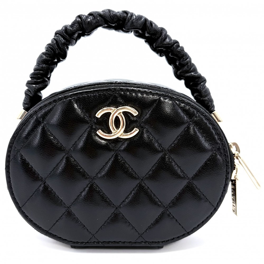 CHANEL シャネル ハンドバッグ マトラッセ バニティバッグ ミニバッグ ココマーク レザー    ブラック 黒 ゴールド金具 レディース 美品【中古品】