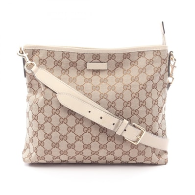 グッチ GUCCI GGキャンバス ショルダーバッグ バッグ キャンバス レザー レディース ベージュ系 388924 【中古】