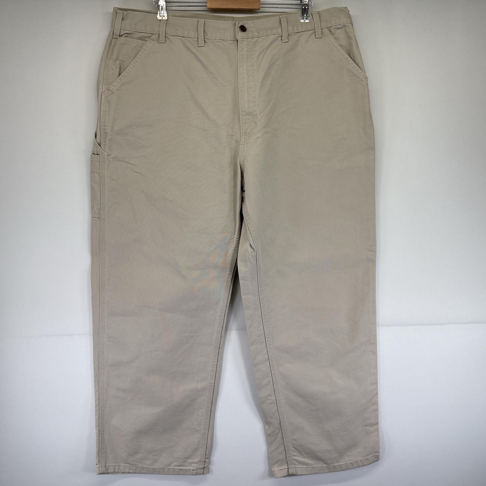 古着 カーハート Carhartt ワークパンツ ダック ペインターパンツ 大きいサイズ ワンポイントロゴ 長ズボン アイボリー メンズ