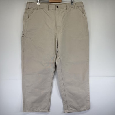 古着 カーハート Carhartt ワークパンツ ダック ペインターパンツ 大きいサイズ ワンポイントロゴ 長ズボン アイボリー メンズ