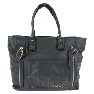 Chloe クロエ エクリプス ブラック 黒 ゴールド金具 レザー トートバッグ 602589 【中古】