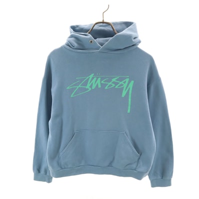 STUSSY ステューシー 長袖 スウェットパーカー M ライトブルー