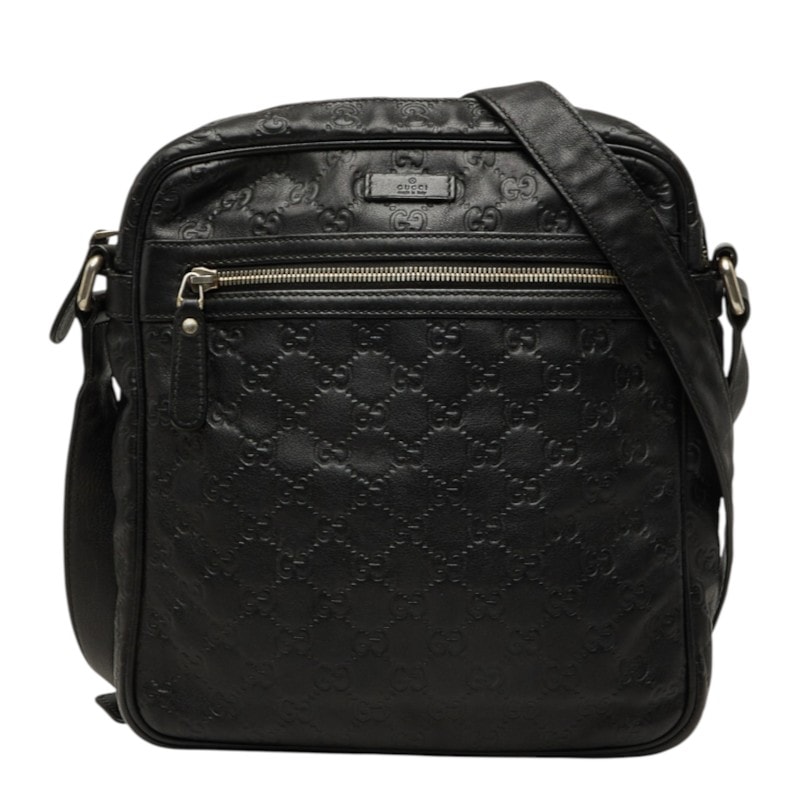 グッチ グッチシマ 斜め掛け ショルダーバッグ 201448 ブラック レザー レディース GUCCI 【中古】
