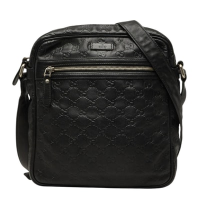 グッチ グッチシマ 斜め掛け ショルダーバッグ 201448 ブラック レザー レディース GUCCI 【中古】