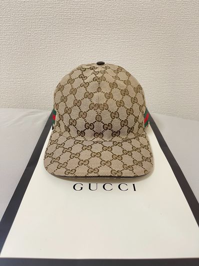 GUCCI Original GG Canvas Baseball Hat With Web "Beige/Ebony"