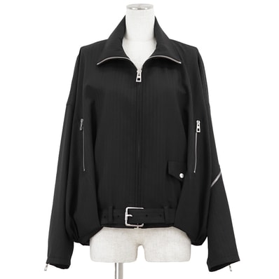 【新品同様】LOEWE ロエベ バルーンジャケット サイズ 32 レディース 2024AW アナグラム ウール100% オーバーサイズ ジップアップ ブルゾン アウター ブラック 黒 イタリア製