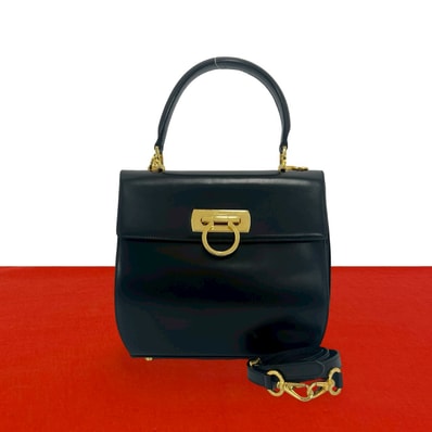 Salvatore Ferragamo サルヴァトーレフェラガモ ガンチーニ 金具 2way レザー ショルダーバッグ ブラック
36358
