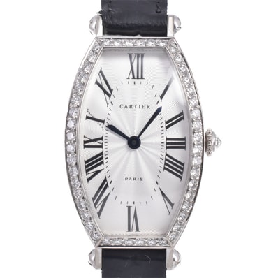 カルティエ CARTIER WA502551 カルティエ トノーSM ダイヤモンドベゼル シルバー 手巻き レディース 美品 腕時計 Z#145830