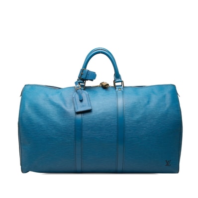 ルイ ヴィトン エピ キーポル50 ボストンバッグ トラベルバッグ M42965 トレドブルー レザー レディース LOUIS VUITTON 中古