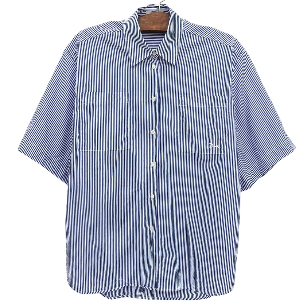 クラネ 美品 HALF SLEEVE HUGE SHIRTS コットン トップス レディース ブルー×ホワイト 1 18122ー4202 25SS 1