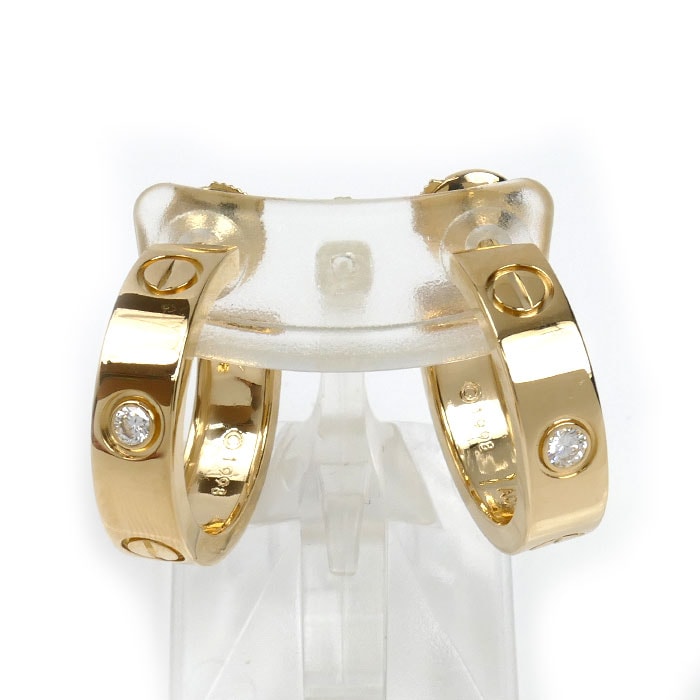 CARTIER カルティエ K18YG イエローゴールド ラブ 1PD ピアス B8017500 12.6g レディース【中古】【美品】