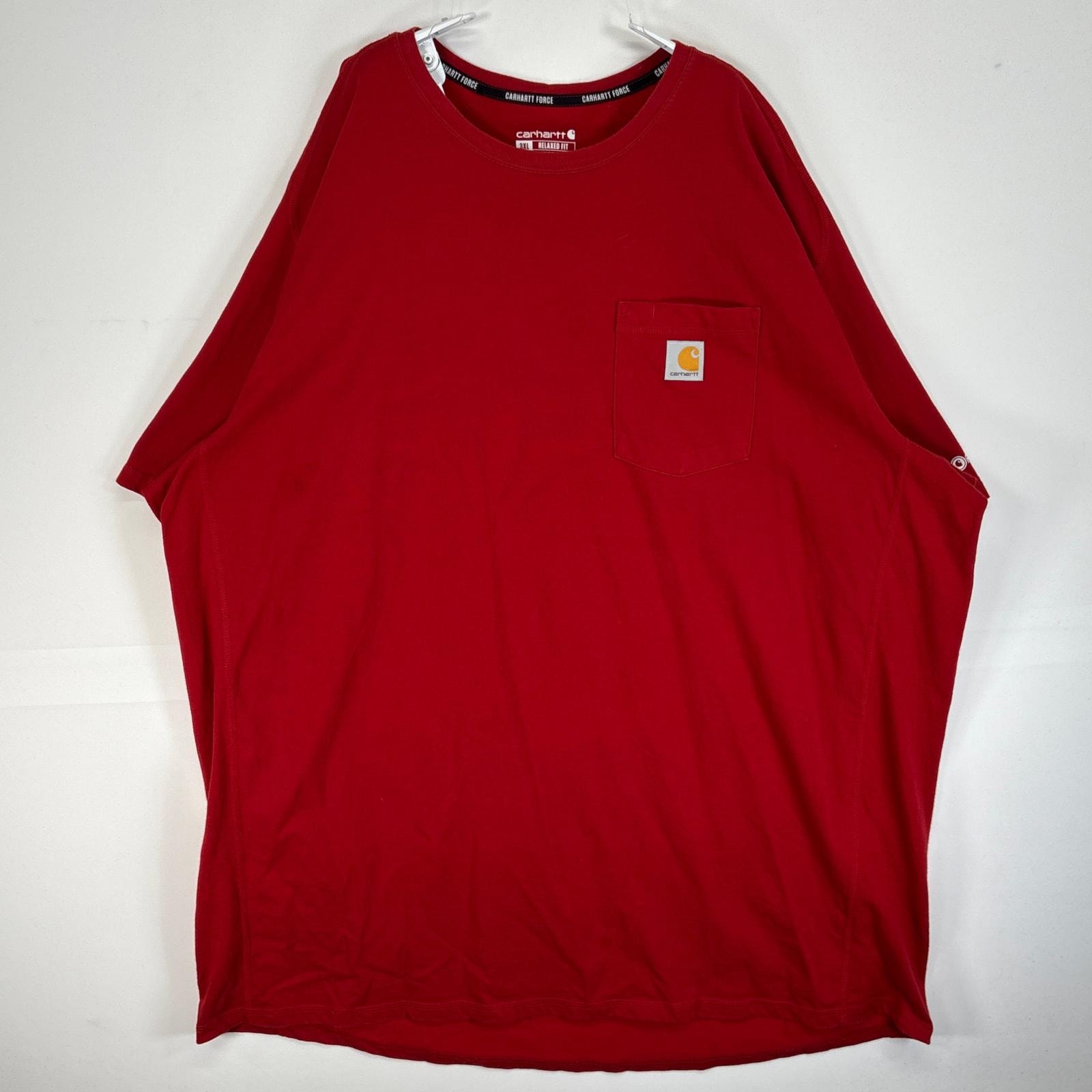 古着 カーハート Carhartt 半袖Tシャツ ワンポイント ロゴ 大きいサイズ FORCE 3XL  レッド 無地 メンズ