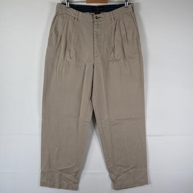 古着 トミーヒルフィガー TOMMY HILFIGER チノパンツ 長ズボン ボトムス ワンポイントロゴ ゴルフ w34 L32 ベージュ系 メンズ