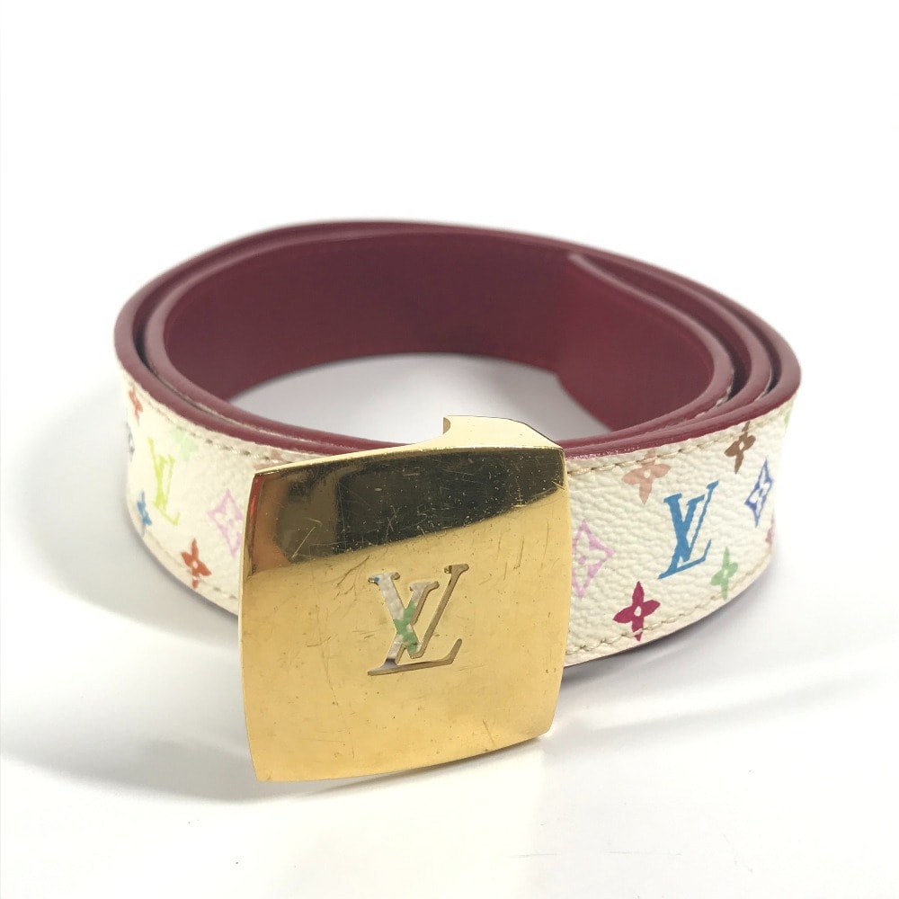 ルイヴィトン LOUIS VUITTON サンチュール LVカット M9682W モノグラムマルチカラー アクセサリー 小物 ズボン用ベルト ベルト モノグラムマルチカラーキャンバス ブロン ホワイト