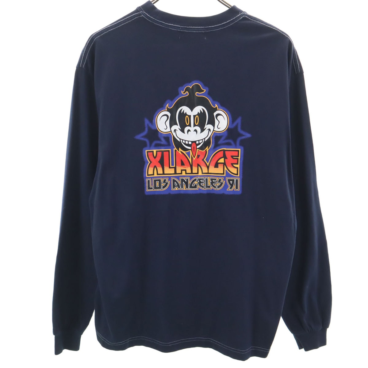 XLARGE エクストララージ バックプリント 長袖 Tシャツ M ネイビー ロンT