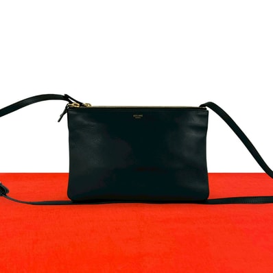 CELINE セリーヌ トリオ レザー ショルダーバッグ ブラック
65155