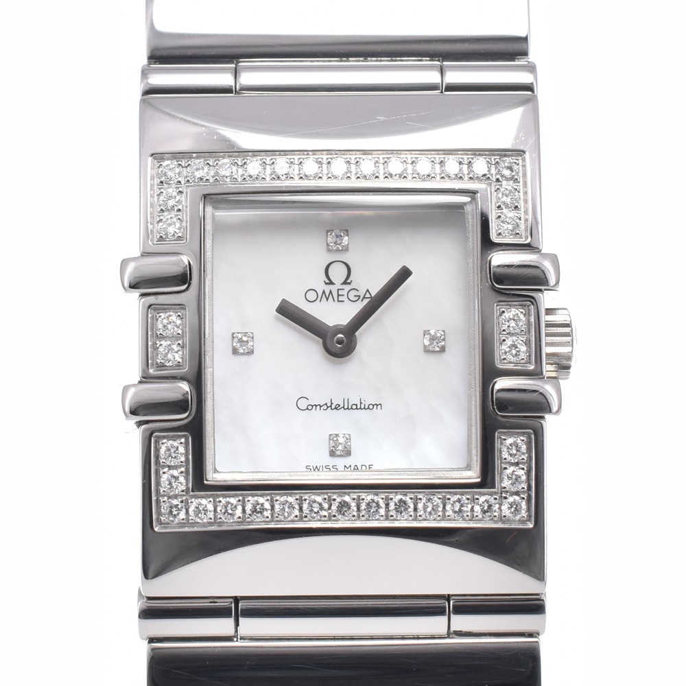 オメガ OMEGA 1528.76 コンステレーション カレ クアドラ ミニ ダイヤモンド ホワイトシェル クォーツ レディース 美品 腕時計 R#149186