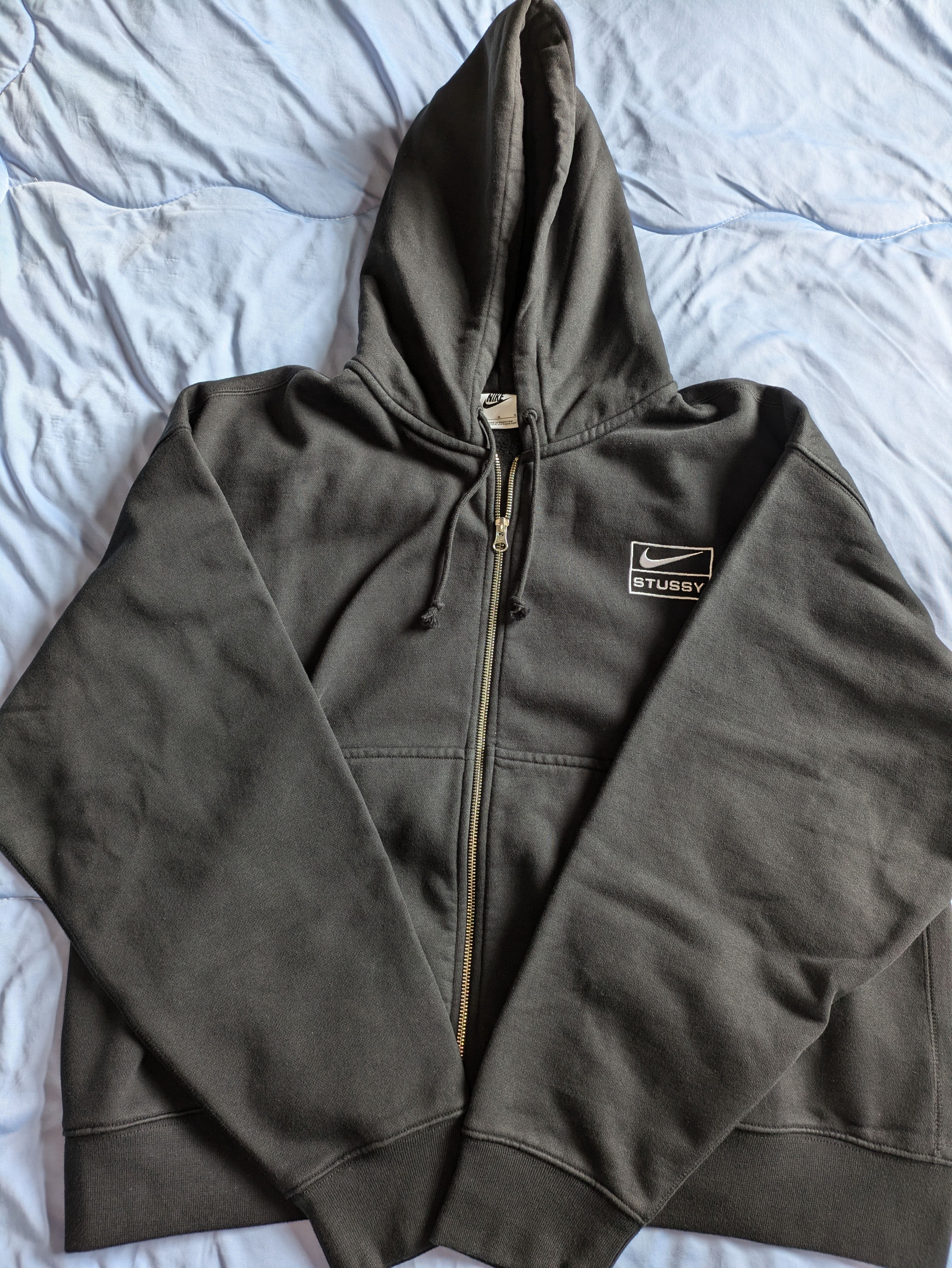 Stussy x Nike Stone Washed Fleece Zip Hoodie "Black" (US Size) FJ9175-010 