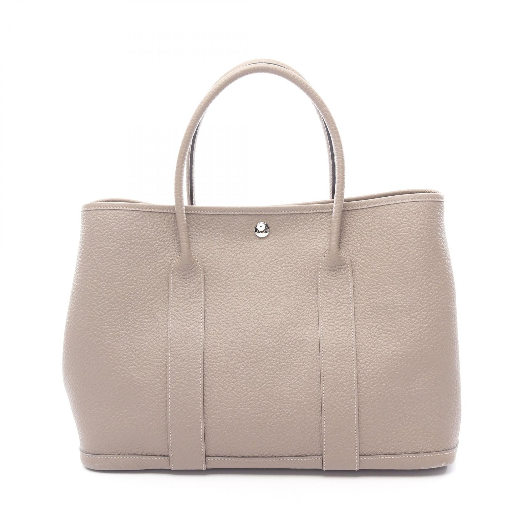 エルメス HERMES ガーデンパーティPM トートバッグ バッグ レザー カントリー カントリー グリスアスファルト C刻印(2018年製造) レディース ベージュ系 【中古】