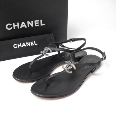 CHANEL シャネル サンダル サイズ36 12P ビジュー CC ココマーク トングサンダル ブランド古着【中古】20260618/RA9771