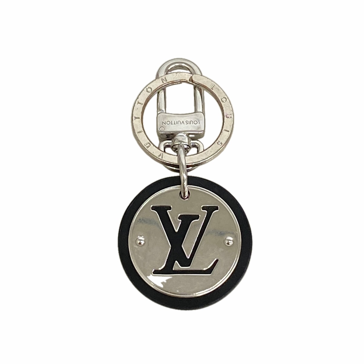 【6ic3944】ルイヴィトン キーホルダー・チャーム LVサークル M00741 シルバー ブラック【中古】メンズ