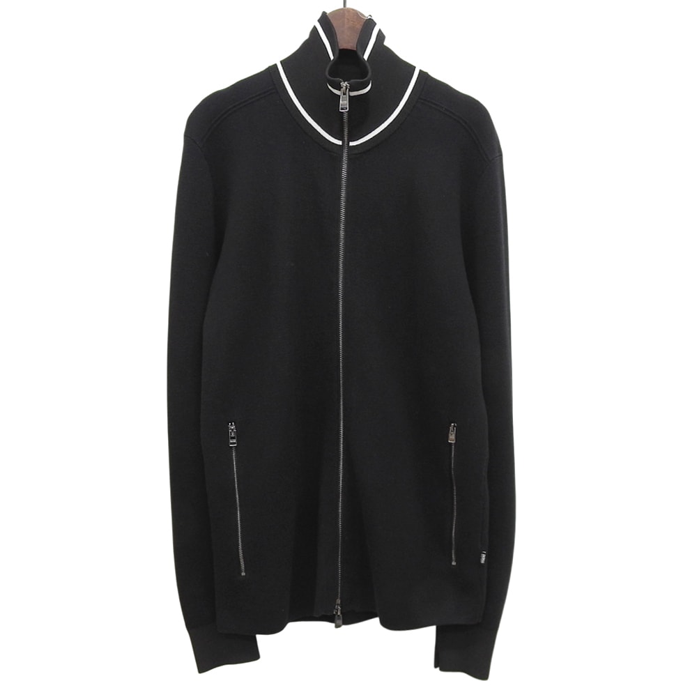 ヒューゴボス 美品 ジップアップ ニット ブルゾン メンズ ブラック M 10239323 M