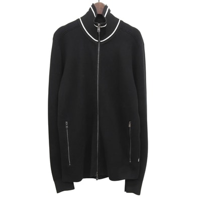 ヒューゴボス 美品 ジップアップ ニット ブルゾン メンズ ブラック M 10239323 M