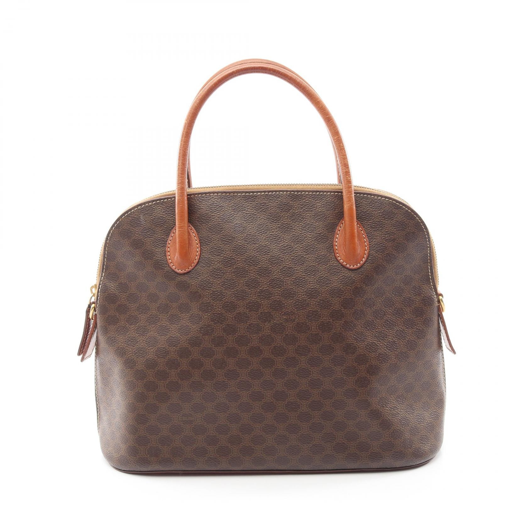 セリーヌ CELINE マカダム ハンドバッグ バッグ PVCコーティングキャンバス レザー レディース ブラウン系 【中古】