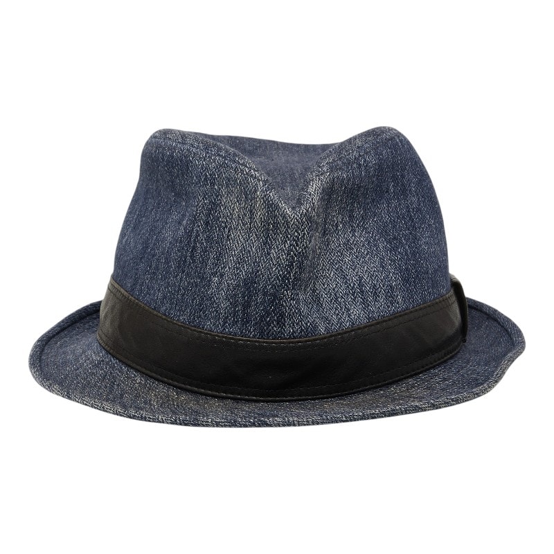 エルメス ハット 帽子 ブルー インディゴ デニム リネン レザー メンズ HERMES 【中古】