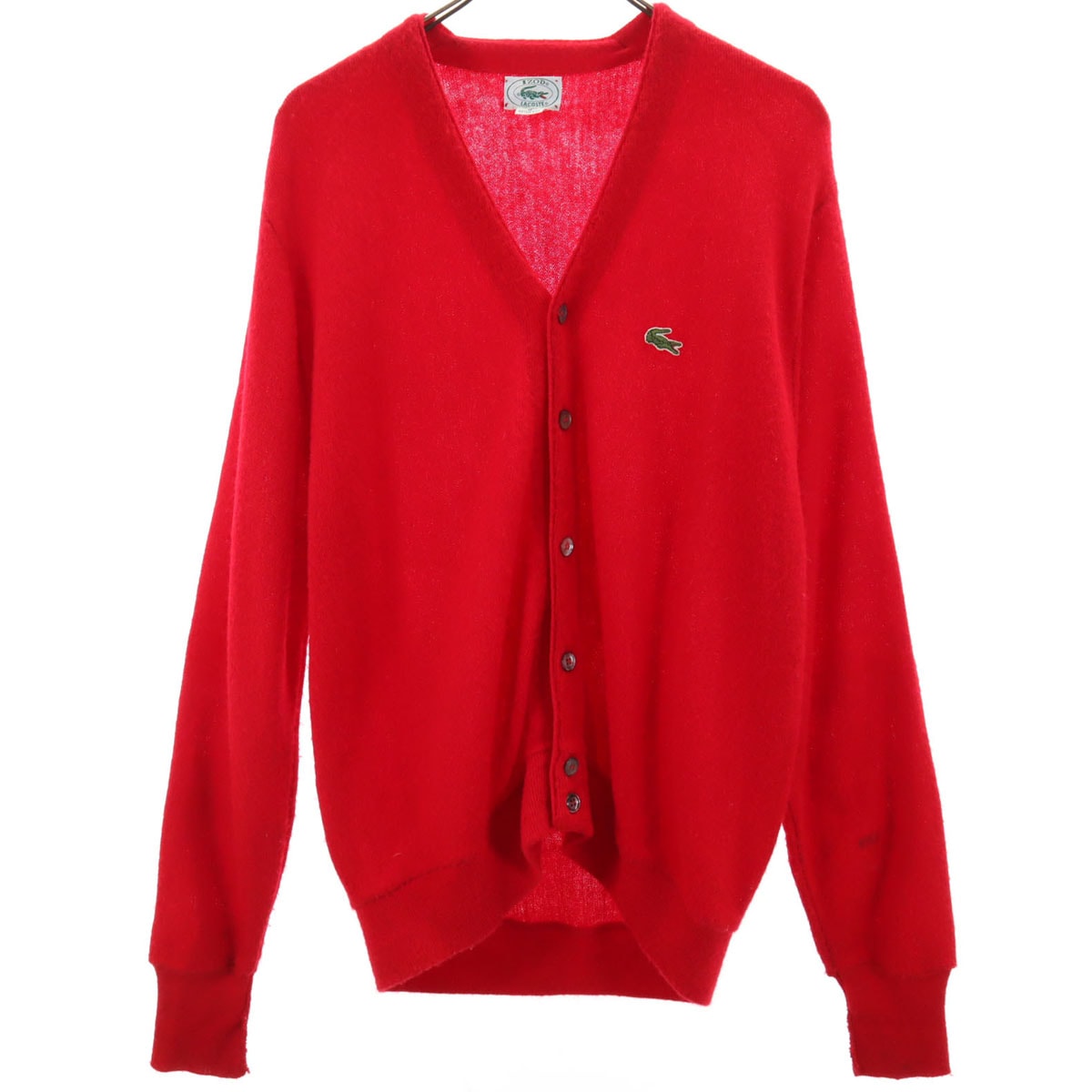 IZOD LACOSTE アイゾットラコステ 90s アクリル オールド 長袖 ニットカーディガン M レッド