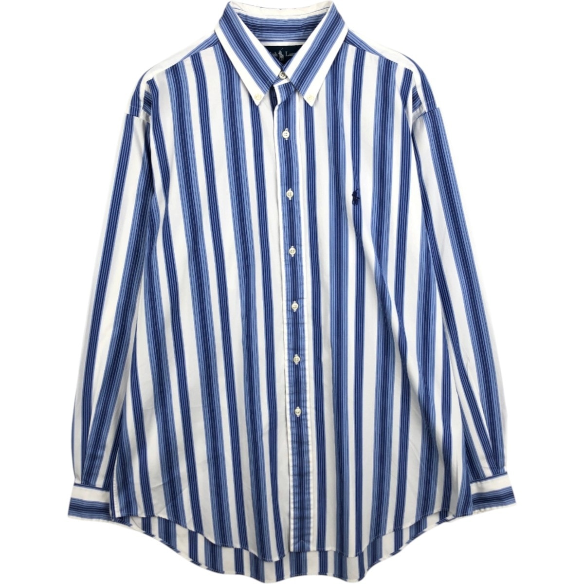 古着 ラルフローレン Ralph Lauren CLASSIC FIT マルチストライプ 長袖 ボタンダウンストライプシャツ メンズL相当/eaa678045