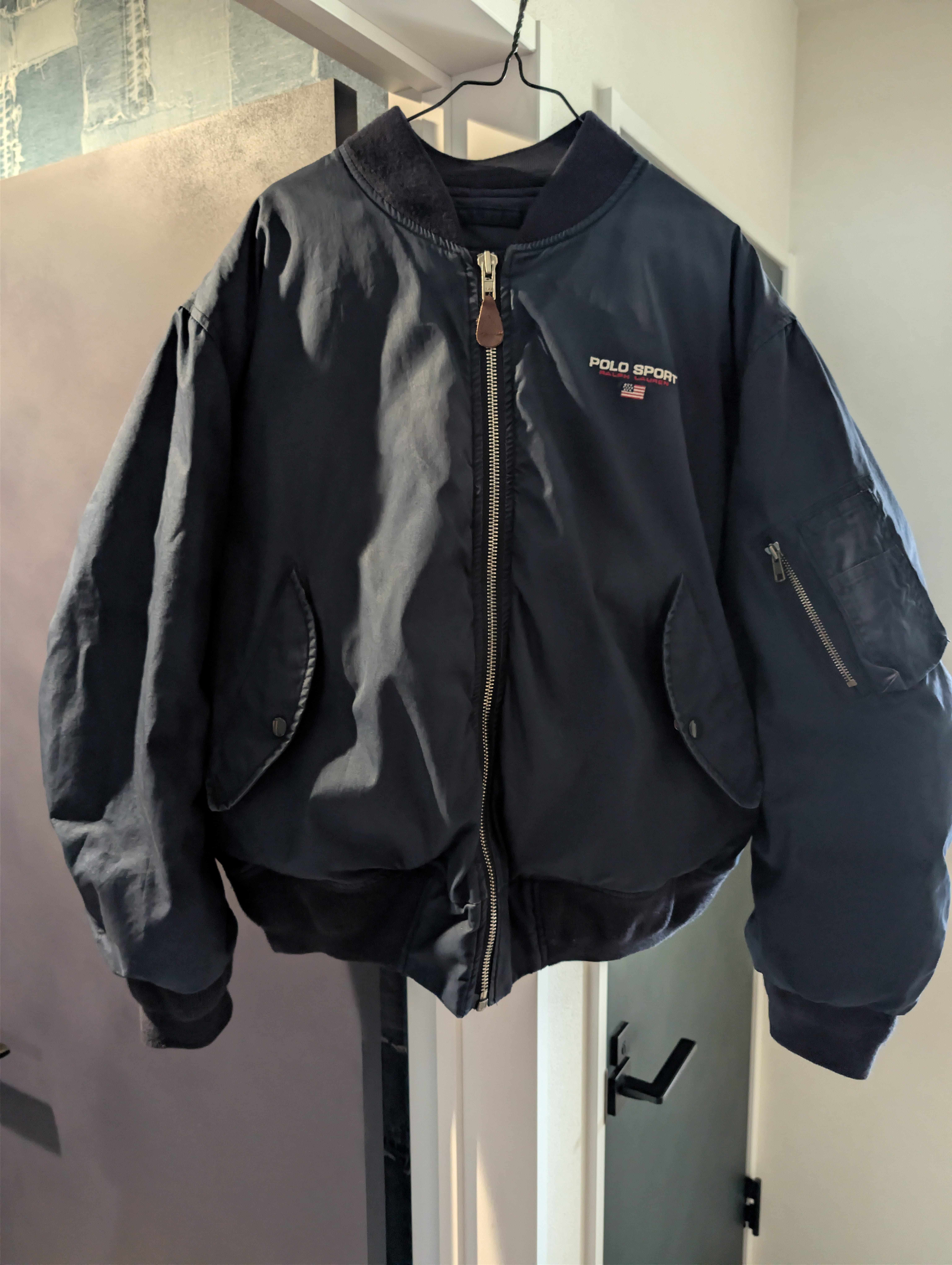 POLO SPORT/RALPH LAUREN/ラルフローレン/MA-1/フライトジャケット/アメカジ/ダウン/短丈/NY/NEW YORK/ニューヨーク/VINTAGE/ヴィンテージ/ストリート/90s/Lサイズ/HIPHOP/ヒップホップ/アメリカ/USA
