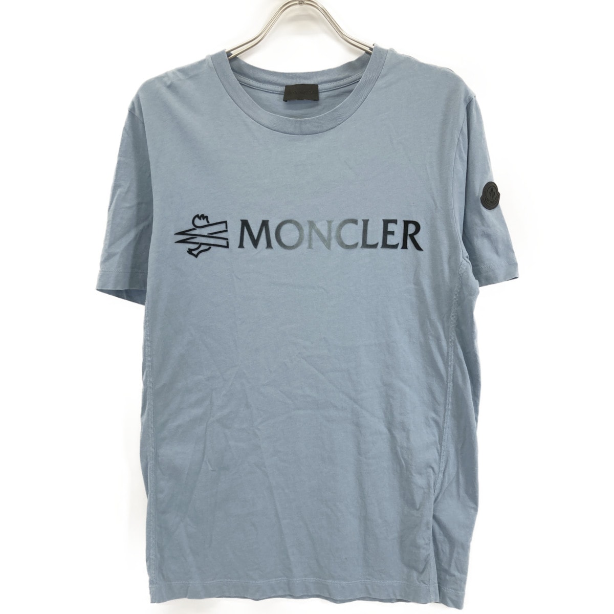 モンクレール ライトブルー 22年 ロゴ 半袖Tシャツ M