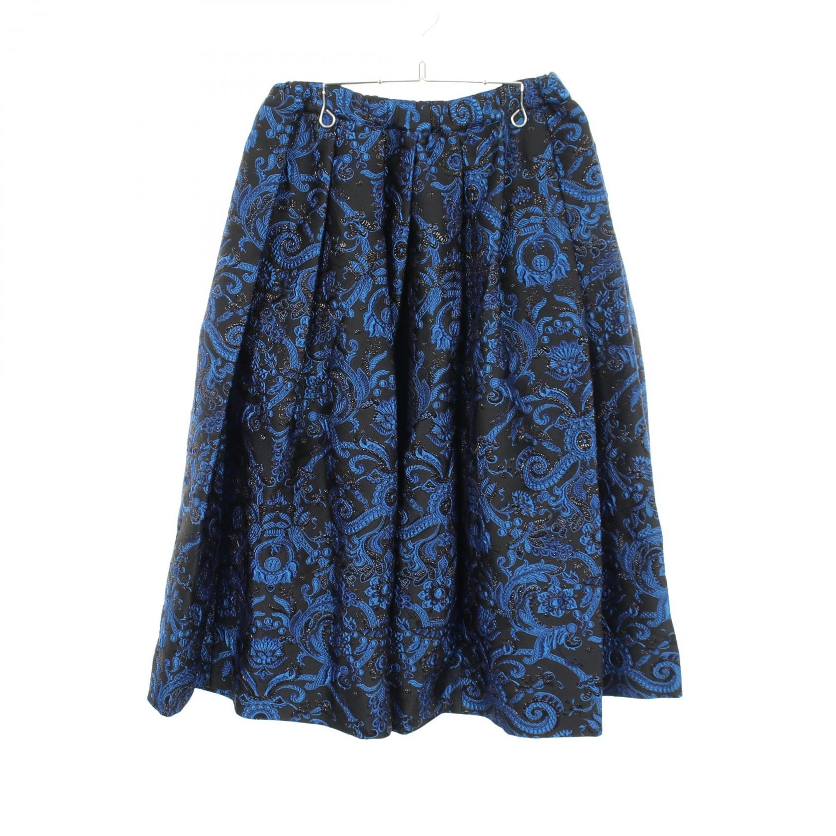 コムデギャルソン COMME des GARCONS フローラル ジャガード スカート 衣料品 ボトムス ポリエステル レディース ブラック系 / ブルー系 【中古】